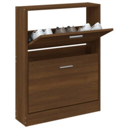 Berkfield Shoe Cabinet Brown Oak 59X17X81 Cm Engineered Wood - thumbnail 3