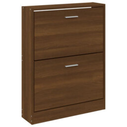 Berkfield Shoe Cabinet Brown Oak 59X17X81 Cm Engineered Wood - thumbnail 4