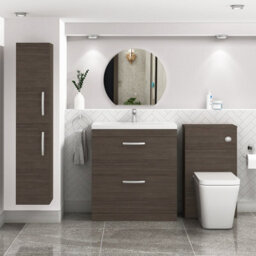 Royal Bathrooms Turin Grey Elm 800mm Floor Standing Vanity Unit 2 Drawer With Mid-Edge Basin Sink - thumbnail 2