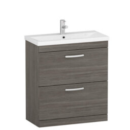 Royal Bathrooms Turin Grey Elm 800mm Floor Standing Vanity Unit 2 Drawer With Mid-Edge Basin Sink - thumbnail 6