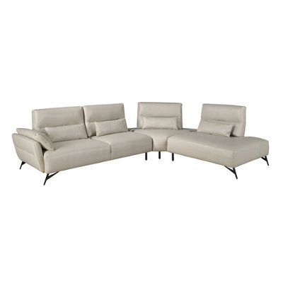 Angel Cerda Elegant Right Chaise Longue Sofa In Sand Leather For Modern Living Rooms - image 1