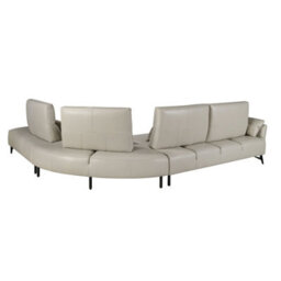 Angel Cerda Elegant Right Chaise Longue Sofa In Sand Leather For Modern Living Rooms - thumbnail 6