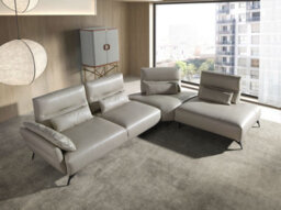 Angel Cerda Elegant Right Chaise Longue Sofa In Sand Leather For Modern Living Rooms - thumbnail 2