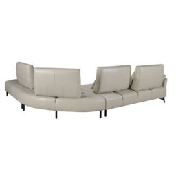 Angel Cerda Elegant Right Chaise Longue Sofa In Sand Leather For Modern Living Rooms - thumbnail 5