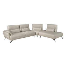 Angel Cerda Elegant Right Chaise Longue Sofa In Sand Leather For Modern Living Rooms - thumbnail 1