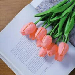 5 Pieces Artificial Tulip Flowers Real Touch Tulip Bouquet Decor - thumbnail 3