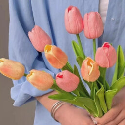 5 Pieces Artificial Tulip Flowers Real Touch Tulip Bouquet Decor - thumbnail 1