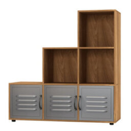 Urbn-Living 6-Cube Step Shelving Unit With Metal Doors - thumbnail 2