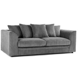 Furnishings For Less UK Luxor Jumbo Cord 3 + 2 + 1 Fabric 3 Piece Sofa Suite - Scatter Back Grey - thumbnail 3