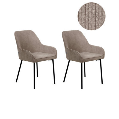 Beliani Set Of 2 Dining Chairs Loverna Corduroy Beige - image 1
