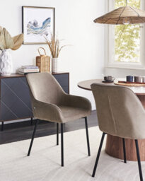 Beliani Set Of 2 Dining Chairs Loverna Corduroy Beige - thumbnail 2