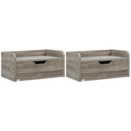 Wyld Haus Rereno Set Of 2 Grey Floating Wall-Mounted Bedside Tables With Drawer, 40W X 30D X 19.5H Cm Each - thumbnail 2