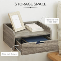 Wyld Haus Rereno Set Of 2 Grey Floating Wall-Mounted Bedside Tables With Drawer, 40W X 30D X 19.5H Cm Each - thumbnail 5