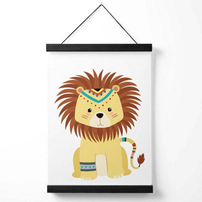 Artze Wall Art Lion Tribal Animal Art Print With Black Frame Size: A4 - image 1