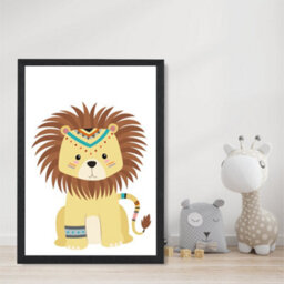 Artze Wall Art Lion Tribal Animal Art Print With Black Frame Size: A4 - thumbnail 2