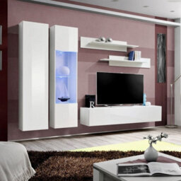 "Arte Fly A5 White Gloss Entertainment Unit 260Cm - Luxe Wall System For Tvs Up To 65""" - thumbnail 1