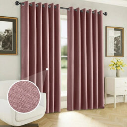 Ameha Plain 100%blackout Curtain 90X90',heavy 260Gsm Blush Linen Look Ready Made ,thermal Insulated,eyelet Top Bedroom Living Room Decor