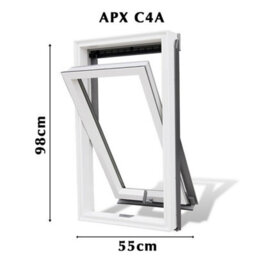 Yardlite Roof Window Grey / White Upvc Pivot Loft Skylight Unvented + Flashing  - C4A - 55Cm X 98Cm, Lsx Slate Flashing - thumbnail 2