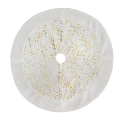 Living And Home Gold Twig Plush Christmas Tree Skirt Christmas Decoration Xmas Ornament - image 1