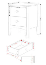 Core Products Como Grey 2 Drawer Bedside Cabinet, H57.0Cm X W40.0Cm, D32.0Cm - thumbnail 5