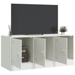 Berkfield Tv Cabinet White 99X39X44 Cm Steel - thumbnail 4
