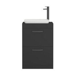 Royal Bathrooms Turin 800mm Freestanding Bathroom Vanity Unit With Sink 2 Drawer Matt Black & Qubix Countertop Basin - thumbnail 5