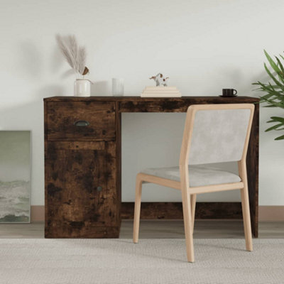 Berkfield Desk With Drawer Smoked Oak 115X50X75 Cm Engineered Wood - image 1