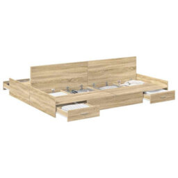 Berkfield Storage Bed Frame Sonoma Oak 135 X 190 Cm Engineered Wood - thumbnail 3