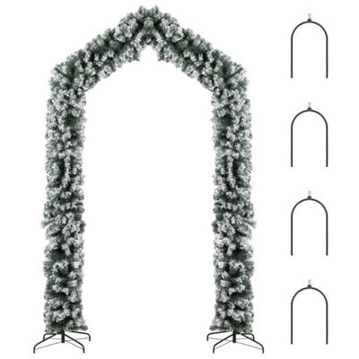 9Ft Flocked Snow Christmas Tree Arch, Artificial Christmas Tree For Entryway - image 1