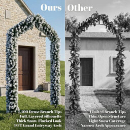 9Ft Flocked Snow Christmas Tree Arch, Artificial Christmas Tree For Entryway - thumbnail 6