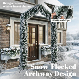 9Ft Flocked Snow Christmas Tree Arch, Artificial Christmas Tree For Entryway - thumbnail 5