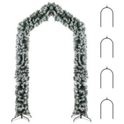9Ft Flocked Snow Christmas Tree Arch, Artificial Christmas Tree For Entryway - thumbnail 1