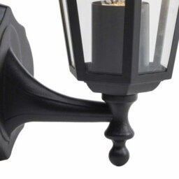 Set Of 2 Modern Outdoor Porch Wall Lights Black Glass Ip44 Six Sided Lanterns - thumbnail 5