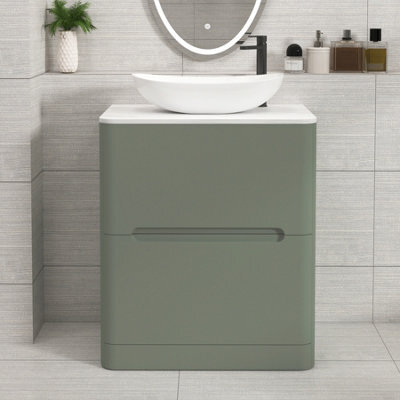 Royal Bathrooms Venice 700mm Sage Green Freestanding Bathroom Countertop Vanity Unit 2 Drawer With Cesar Basin - image 1
