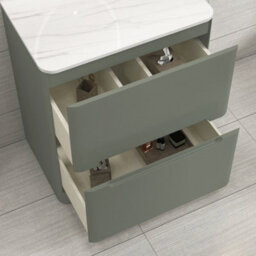 Royal Bathrooms Venice 700mm Sage Green Freestanding Bathroom Countertop Vanity Unit 2 Drawer With Cesar Basin - thumbnail 5