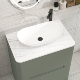 Royal Bathrooms Venice 700mm Sage Green Freestanding Bathroom Countertop Vanity Unit 2 Drawer With Cesar Basin - thumbnail 6
