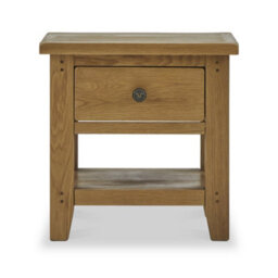 Broadway Oak 50Cm Lamp Side Table With Drawer - Fully Assembled By Roseland Furniture - thumbnail 2