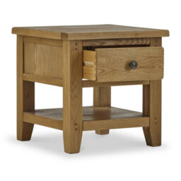 Broadway Oak 50Cm Lamp Side Table With Drawer - Fully Assembled By Roseland Furniture - thumbnail 3