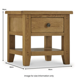 Broadway Oak 50Cm Lamp Side Table With Drawer - Fully Assembled By Roseland Furniture - thumbnail 9