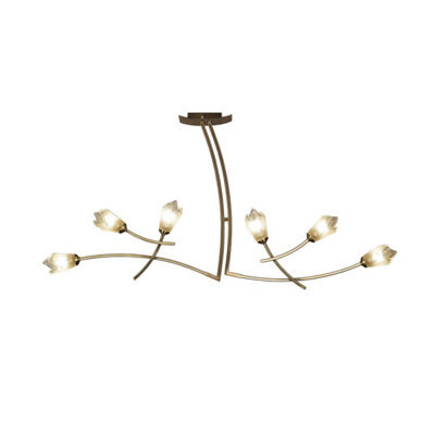 Luminosa Lighting Luminosa Pietra Linear Pendant 2 Arm 6 Light G9, Antique Brass - image 1
