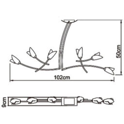 Luminosa Lighting Luminosa Pietra Linear Pendant 2 Arm 6 Light G9, Antique Brass - thumbnail 6