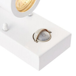Luminosa Lighting Luminosa Palin 2 Light Outdoor Pir Up Down Wall Light Gloss White, Glass Ip44, Gu10 - thumbnail 3