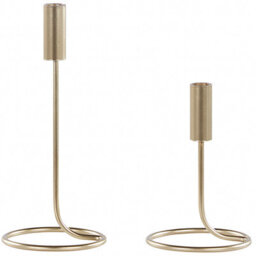 Beliani Set Of 2 Candle Holders Bunyu Metal 19/28 Cm Gold