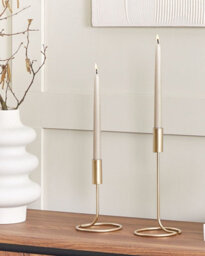 Beliani Set Of 2 Candle Holders Bunyu Metal 19/28 Cm Gold - thumbnail 2