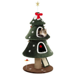 Cat Tree For Indoor Kittens, Christmas Cat Tower With Dual Condos - thumbnail 1