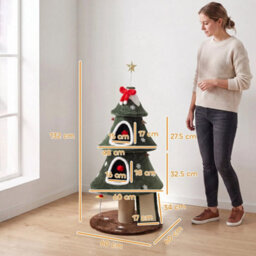 Cat Tree For Indoor Kittens, Christmas Cat Tower With Dual Condos - thumbnail 2