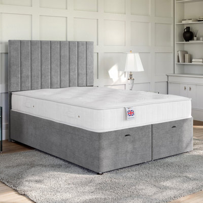 Divan Base Direct Wool Clay Ottoman Divan 2Ft6 Small Single Side Lift Ottoman + Florence Floor Standing Headboard - image 1