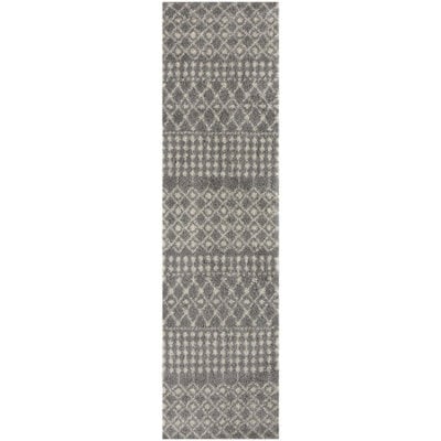 The Rugs Soft Moroccan Diamond Shaggy Rugs And Runners High Pile Grey And Ivory Living Room Kitchen Hallway 1010 - image 1