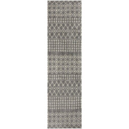 The Rugs Soft Moroccan Diamond Shaggy Rugs And Runners High Pile Grey And Ivory Living Room Kitchen Hallway 1010 - thumbnail 1