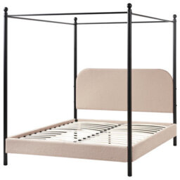 Beliani Four Poster Bed Boucle Dannemois 140 X 200 Cm (Eu Double) Taupe - thumbnail 4